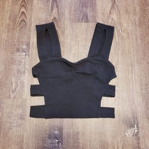 SEXY STRAPPY CUT OUT RUCHED CROP TANK TOP SMALL
